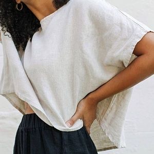 Elizabeth Suzann Linn Tee in flax midweight linen